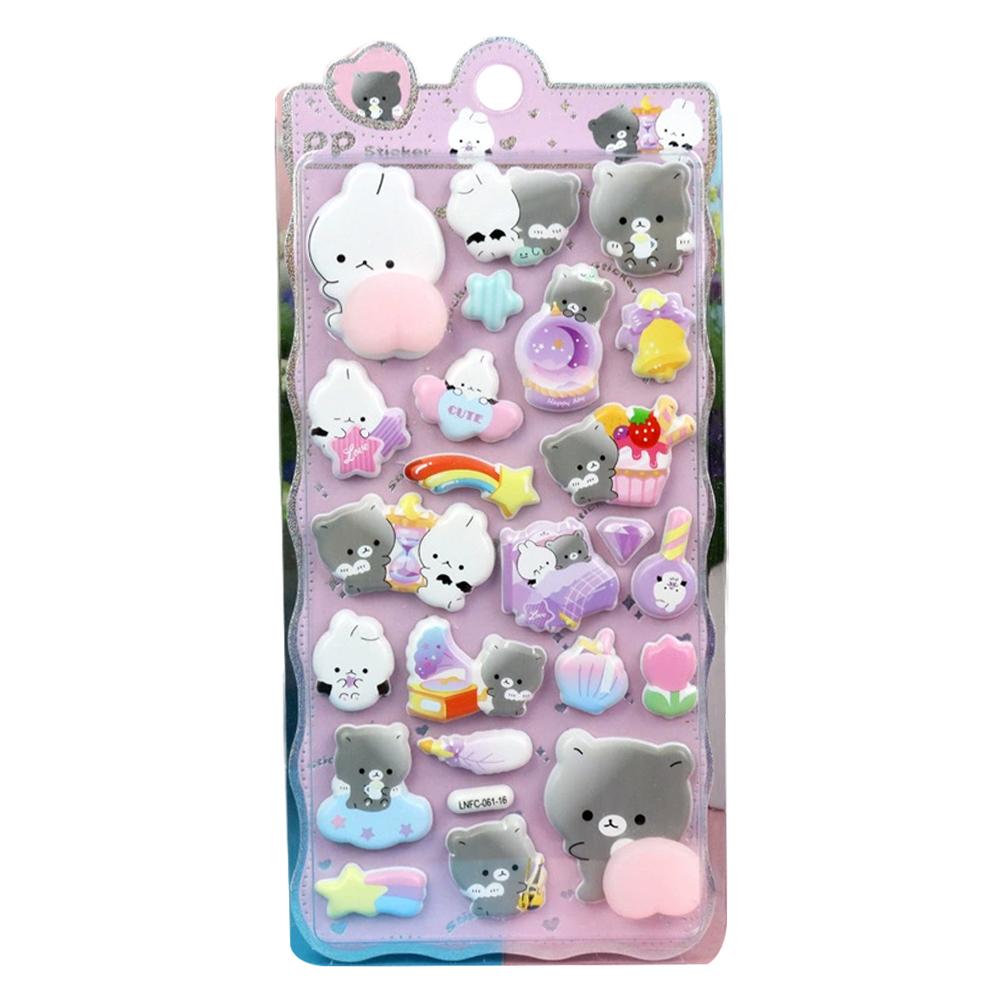 Cute Cartoon 3D Thickened Stress-relief Stickers Soft Mobile Phone Case Photo Album Decorative Children's Craft Supplies