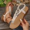 Fashion Clip Toe Wedge Sandals for Women Summer Comfort Non Slip Beach Shoes Woman Plus Size Fashion Breided Roman Sandalias Mujer 2025