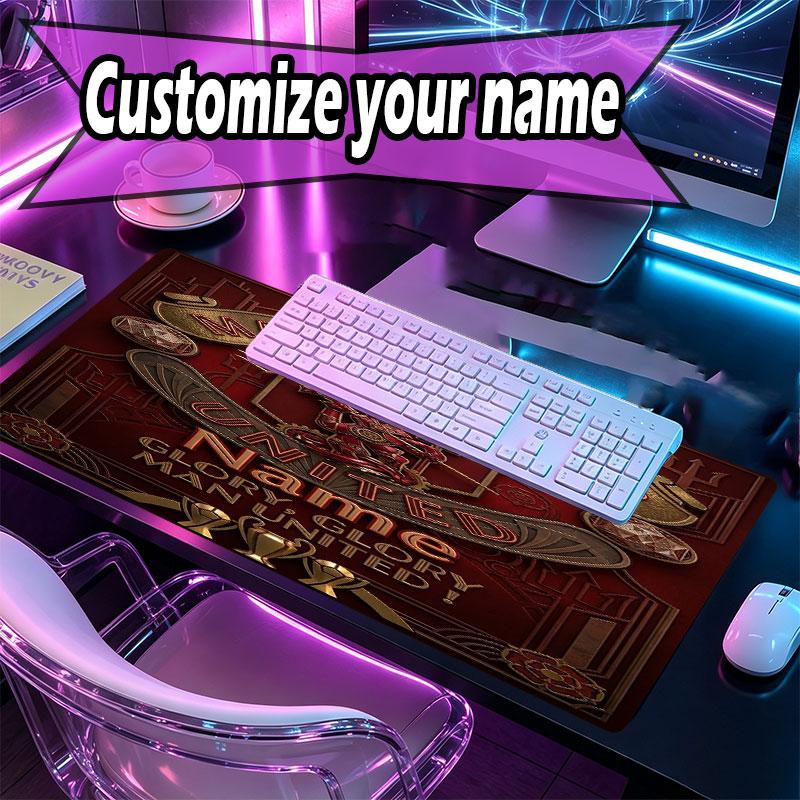 Custom Name Personalized Manchester United Pattern Mousepad, Laptop PC Desk Mat, Decorative Desk Mat for Home Keyboard Pad Gift