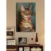 Vintage Tabby Cat Wall Art Aluminum Metal Painting Lollipop Knife Decor 20x30cm