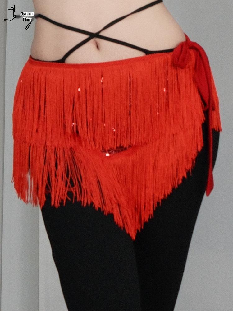 Belly Dance Sequin Tassel Hip Scarf for Stage Performance and Practice