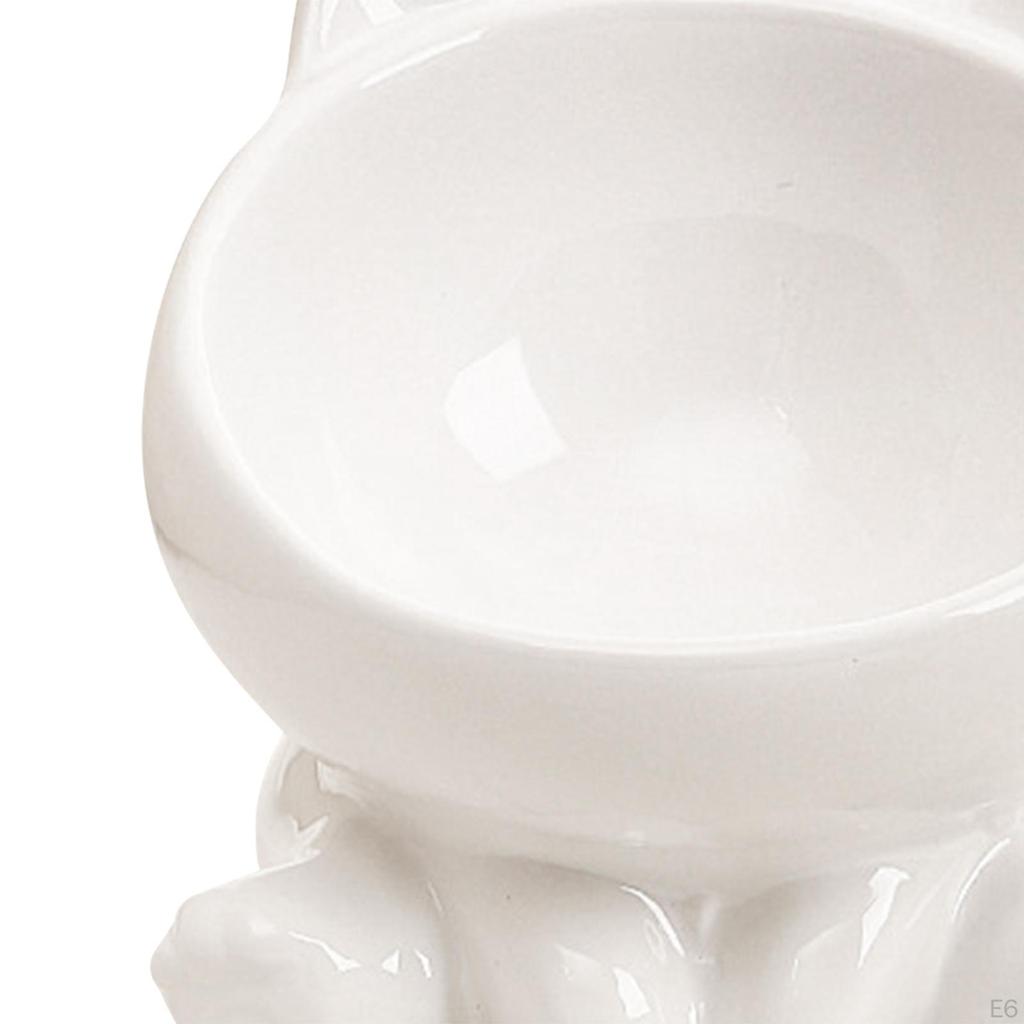 Ceramic Cat Feeder Bowl Dish Food and Water Raised Kitten for Dry Wet