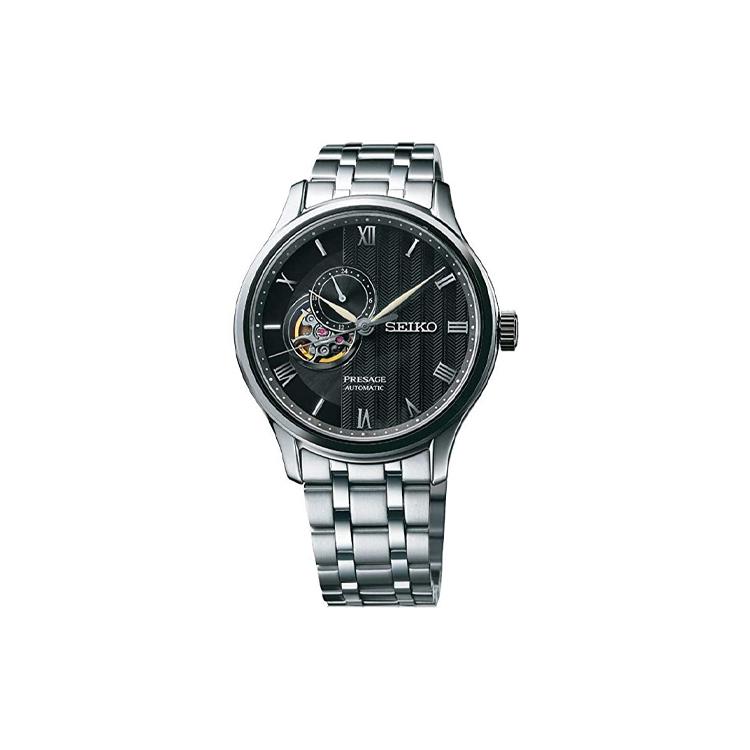 Seiko Presage Mechanické hodinky s řemínkem z nerezové oceli Pánské hodinky Černý ciferník SSA377J1