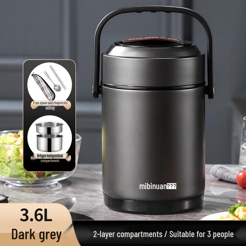 Winter Stainless Steel Insulated Multi-layer Lunch Box - Portable, Large Capacity, Keeps Food Hot for 24 Hours, Perfect for Home or Office.