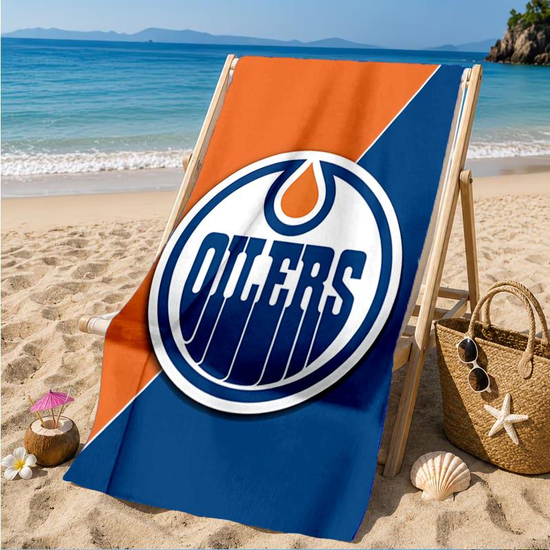 Edmonton Oilers Emblem Beach Towel, Super Soft Microfiber, Perfect Gift for Her/Him, Birthday, for Pool, Beach, Travel, Decor Beach Party