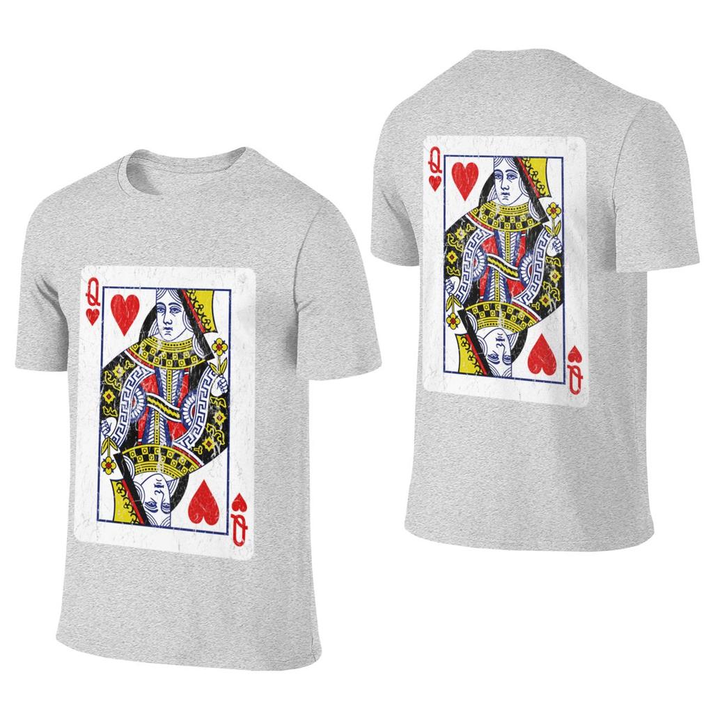 Queen Of Hearts Playing Card Short Style Reversible Tshirt Casual Vibe Korean Atmosphere Tshirt