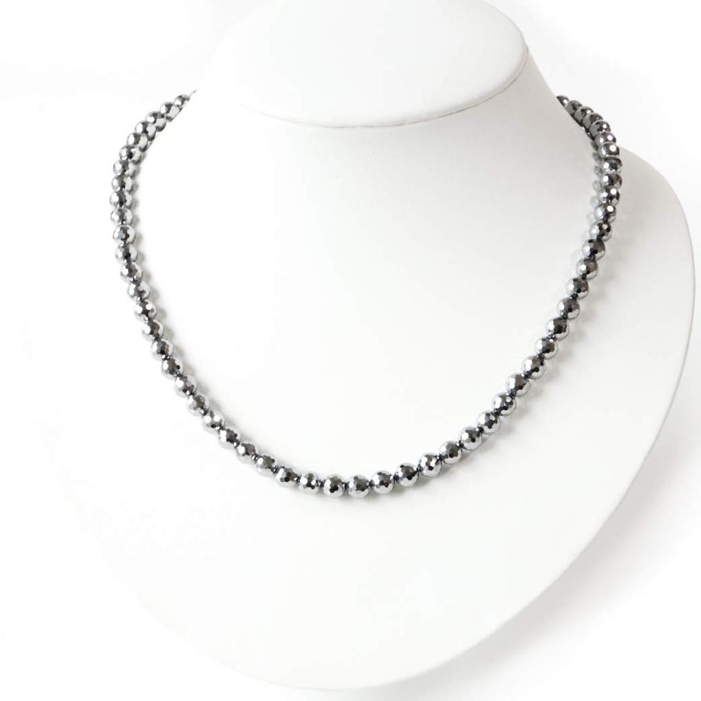 [GOLD STONE] Genuine Terahertz Stone Necklace, 6mm, 128-facet cut, Mirror Ball cut, Power Stone, Natural Stone, Hook Type, Length Approx. 50cm