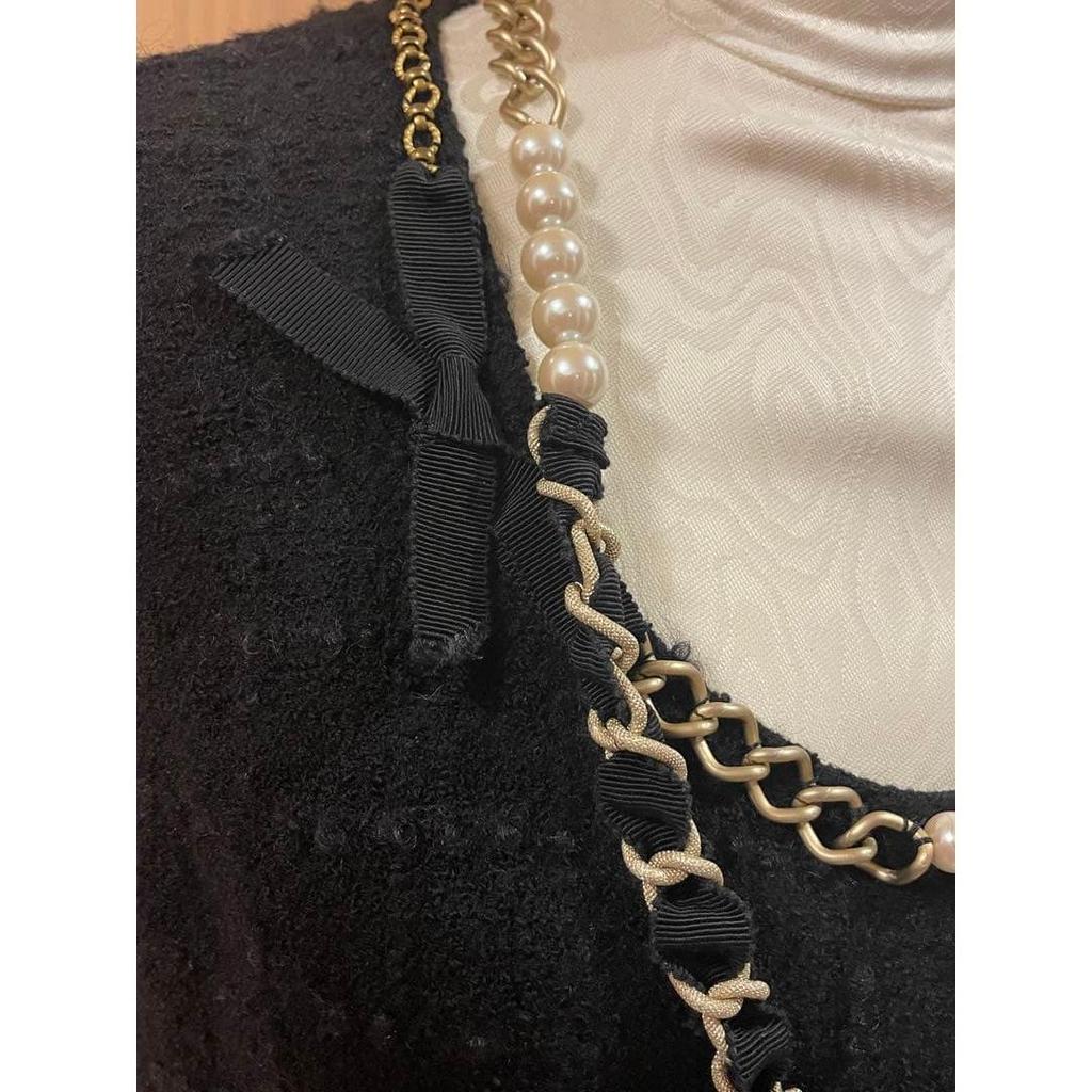 Used MOSCHINO Black Sleeveless Tweed Dress with Necklace