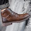 Men's Retro Leather Side-Zip Martin Boots - Autumn/Winter Mid-Cut Cowhide British Work Boots