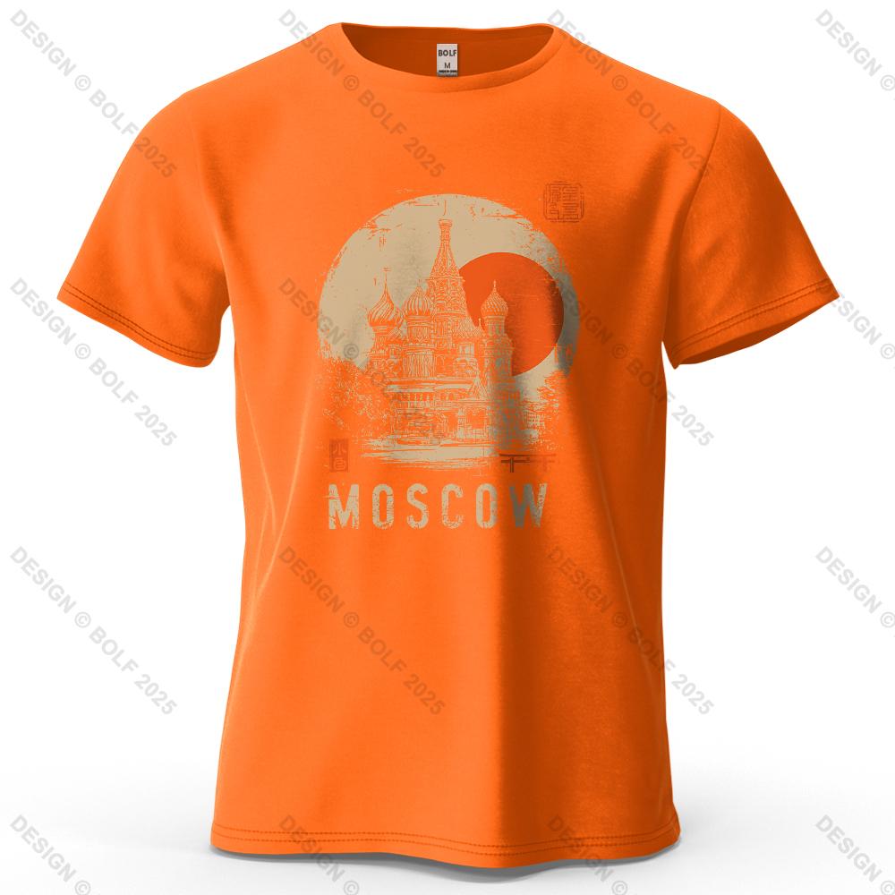 Moscow Scene Printed Men's T-Shirt 100% Cotton Oversized Vintage Artistic Graphic Tees for Women Tops Tees Casual Streetwear