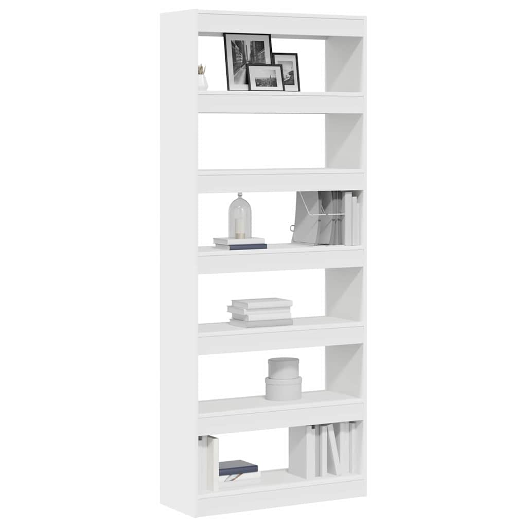 White Bookshelf with Shelves 80 x 30 x 198 cm Engineered Wood