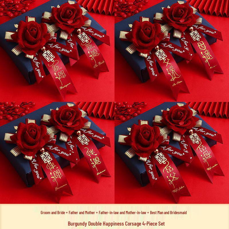 Creative Wedding Corsage Set for Bride, Groom, Groomsmen, and Bridesmaids