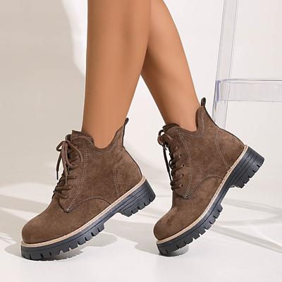 Zima 2025 Nowe Okrągłe Czubki Sznurowane Buty Martin Styl Brytyjski Duże Rozmiary Retro Platforma Buty Muffin dla Kobiet