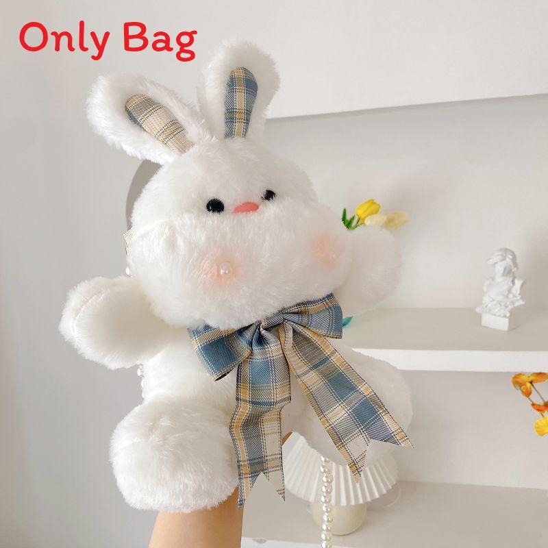 Cute Plush Bunny Mini Bag With Pearl Embellishments For Fashionable Women