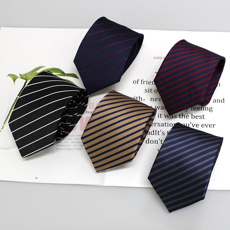 2024 Men's Jacquard Polyester Silk Tie - Floral and Stripe Design