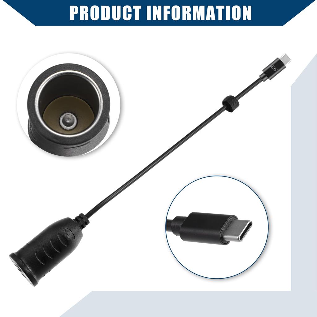 Hihaha 20V Cigarette Lighter Adapter / Car RV USB Type C Female Cigarette Lighter