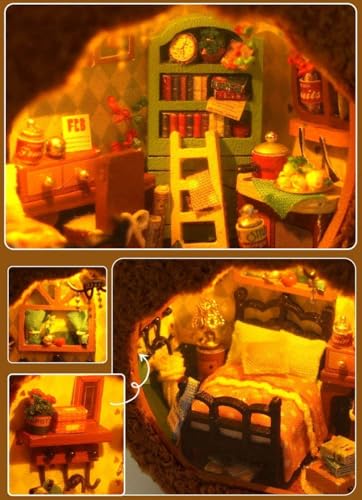 Moin Moin Dollhouse Miniature DIY Kit Set, Fluffy Animals, Carrot, Orange, Rabbit, Two-Story, Palm-Sized, Beginner-Friendly, Interior Design, LED Ligh