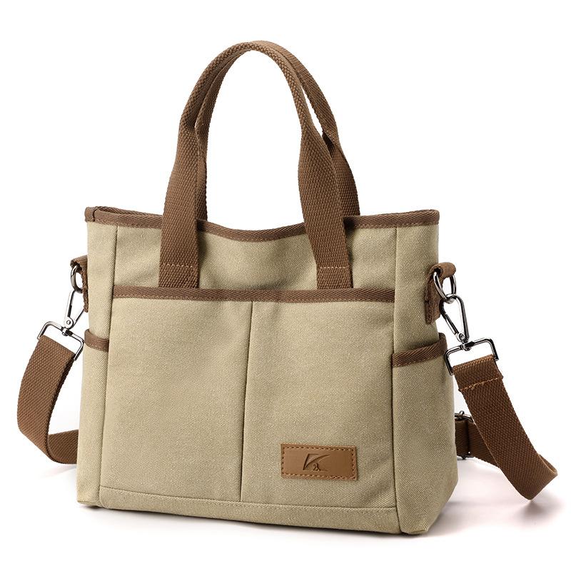 Multi-pocket Casual Canvas Bag with Large Capacity, Korean Style, Light Luxury, Versatile Messenger Bag, Commuting Shoulder Bag