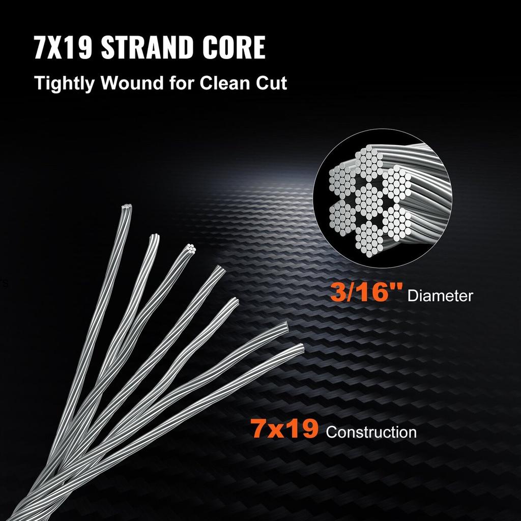 3/16 Inch 7x19 Stainless Steel Aircraft Cable Reel 500FT Stainless Steel Cable T304 Wire Rope Winch Cable Replacement (T304)
