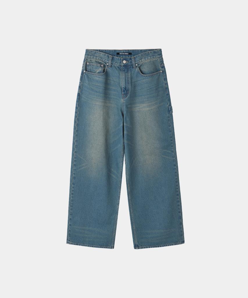 MAISON MINED Back-Point Denim Pants Mid Blue