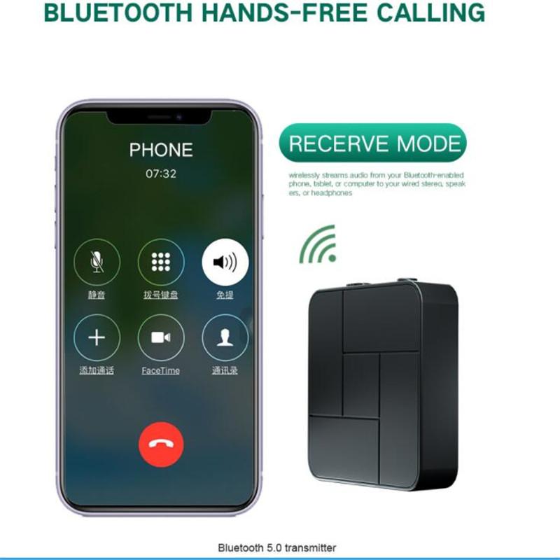 2 IN 1 Bluetooth5.0 Receiver and Transmitter Wireless Bluetooth Adapter Audio Music Receiver Adapter With 3.5MM AUX For Home TV MP3 PC
