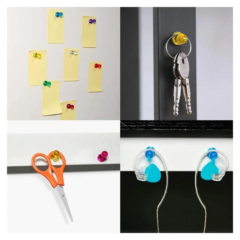 10pcs Magnetic Push Pins Small Acrylic Transparent Colorful Strong Magnet Whiteboard Refrigerator Office Board Teaching Drawing Fixing Magnet Clips