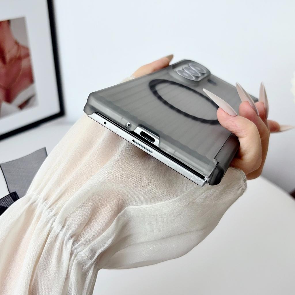 Matte Clear Corrugated Pattern Magnetic Case for Samsung Galaxy Fold 8 Ultra 8 7 6 5 Wireless Charge Hard PC Hinge Protect Cover