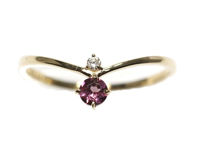 K10YG Rhodolite Duo Japanese Size 14 [Candy] Garnet/Diamond 0.014ct Ring,