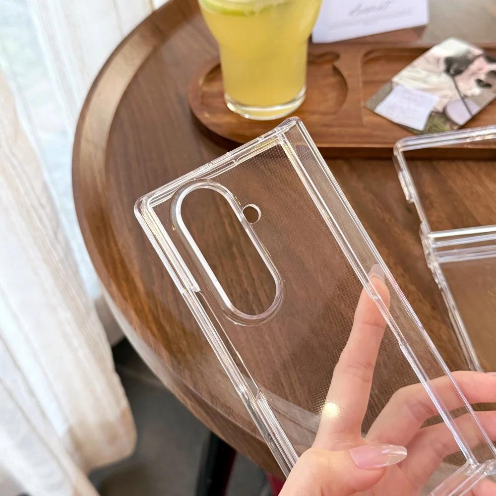 Transparent Full Protector Acrylic Case for Samsung Galaxy Z Fold 7 6 4 3 zfold fold7 Hard Hinge Shockproof Clear Slim Cover