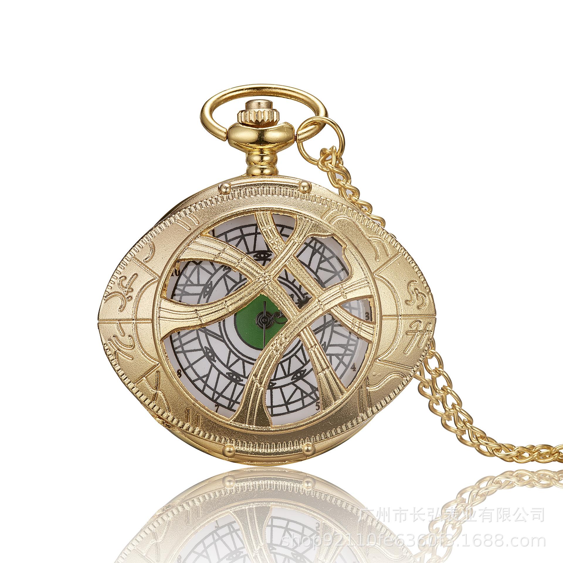 Ожерелье «Ангельский глаз», карманные часы, креативные полые антикварные винтажные часы-кулон, аниме-периферия, студенческие откидные кварцевые часы золотой