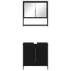 Bathroom Furniture Set with Shelf 2 Pcs Black Particleboard
