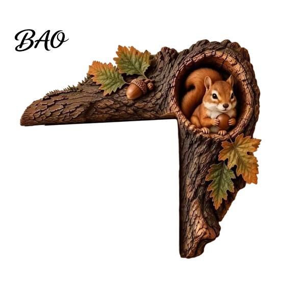 Decorative Accents for Reading Nooks Chipmunk Tree Door Topper, Squirrel Owl Wooden Frame Sign, Funny Whimsical Rustic Home Wall Animals Corner