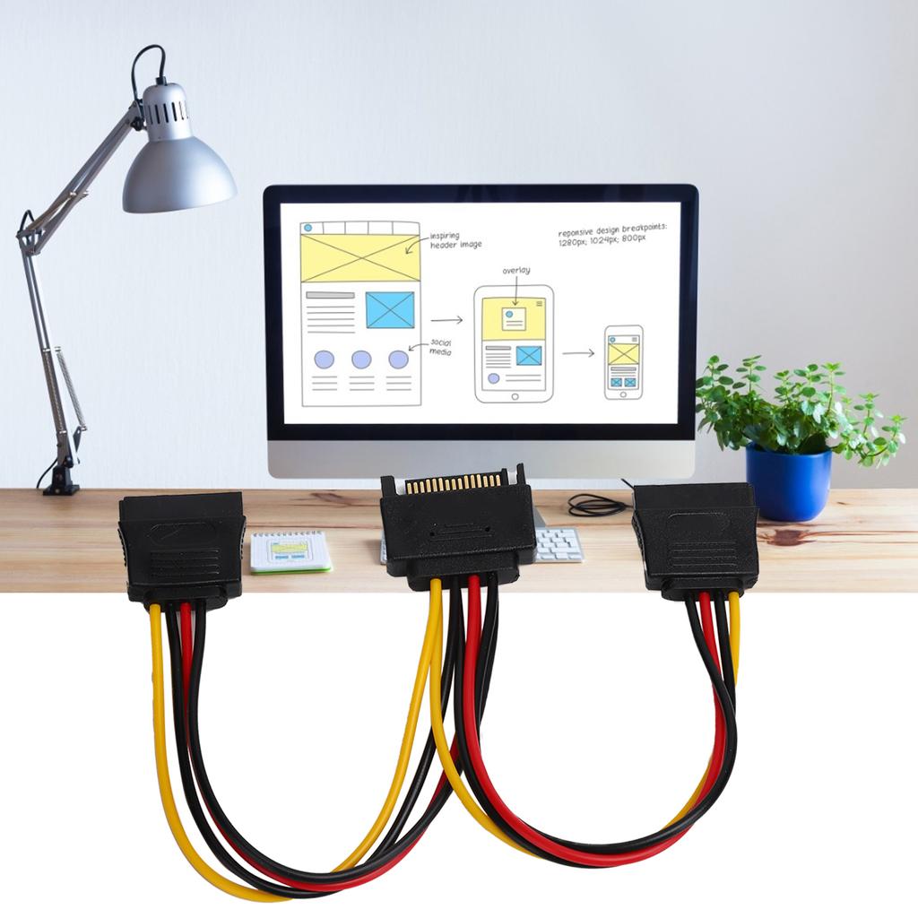 SATA Adapter Cable 1‑in‑2 Computer Hard Disk Optical Drive Power Supply Extension Line