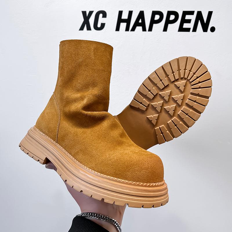 Fashion 2025 Handmade Men Retro Leather Boots High Quality Zipper Business Style Non-Slip Thick Bottom Mens Ankle Boots Plus Size 38-46