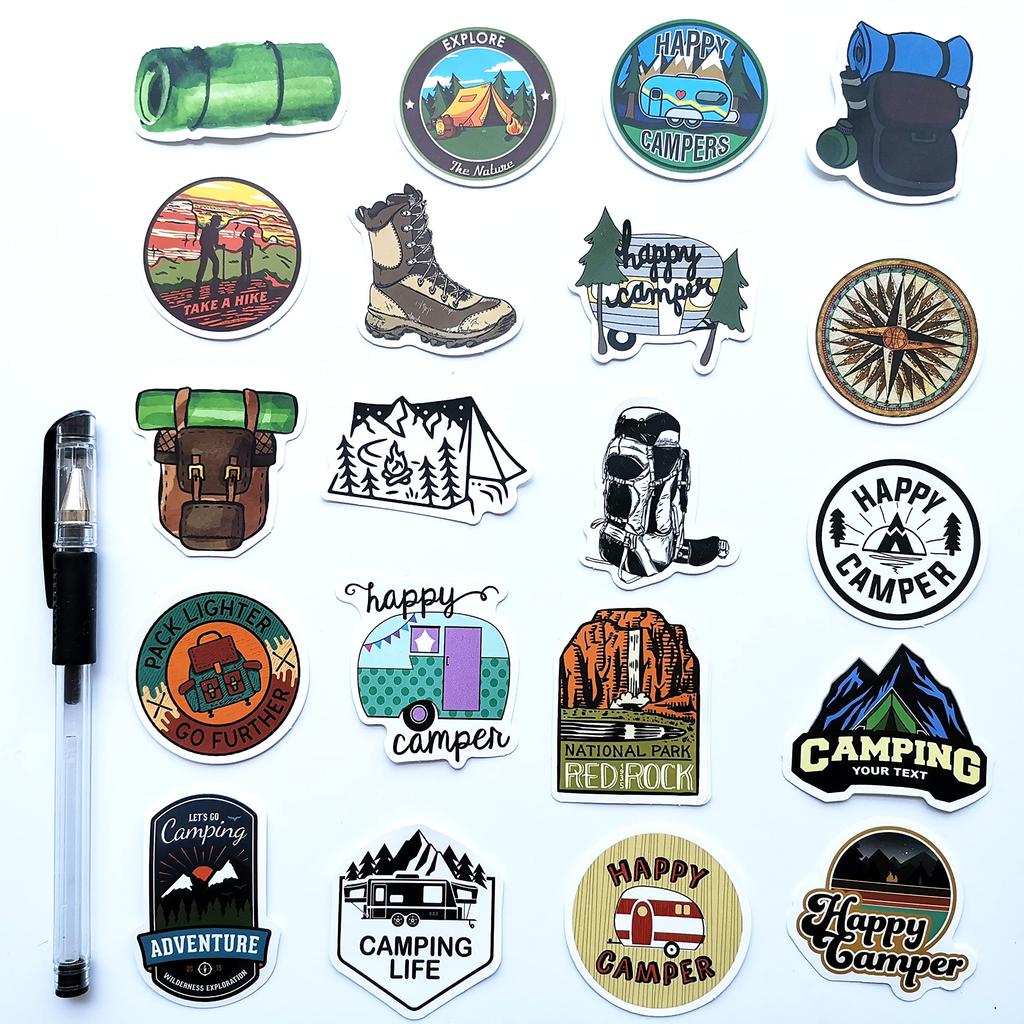 Bonfire Camping Stickers Camping Decals Solo Camping Outdoor Outdoor Campers Set of 50