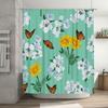 Green Floral Shower Curtain with ButterfliesPerfect for Your Bathroom Decor