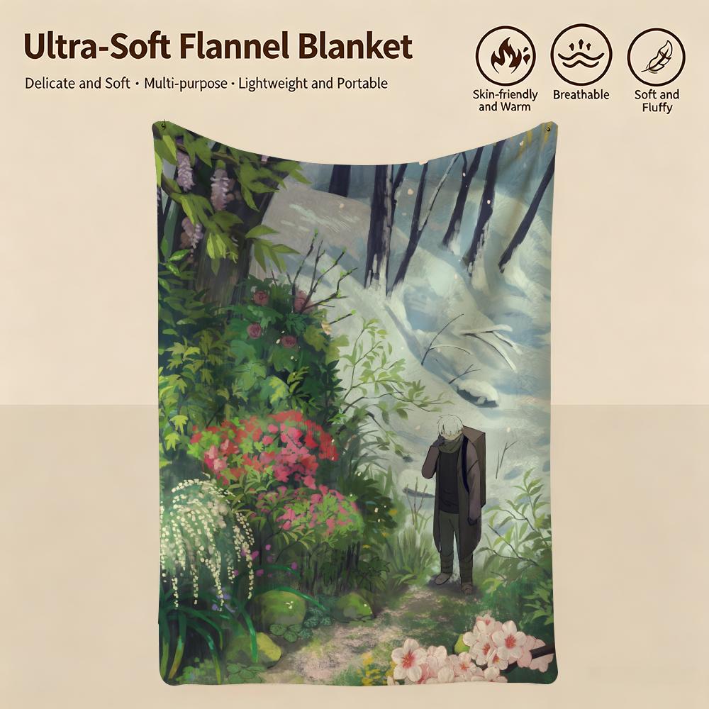 Anime M-Mushishi-i Throw Warm Soft Flannel Blanket, Multi-use for Sofa Bed Camping Travel Nap