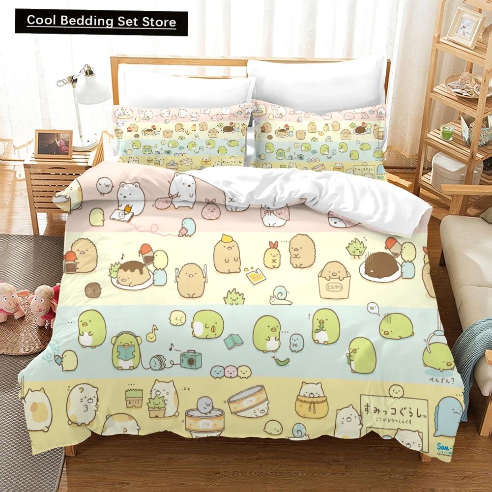 Cartoon Sumikko Gurashi Bedding Set,Duvet Cover Comforter Bed Set Quilt Cover Pillowcase,King Queen Twin Size Boys Girls Adults