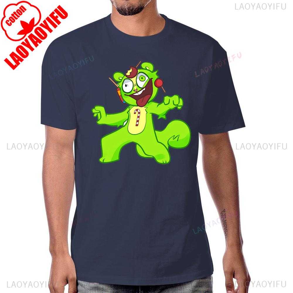 Crazy Happy Tree Friends Cartoon Printed Tshirt Vintage Anime Short Sleeve Summer Style Man Tshirt Cotton Harajuku Women Tees