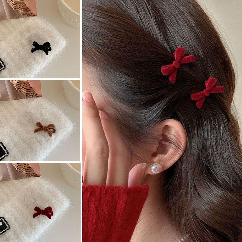 Hair Styling Tools Bowknot Hair Clips Women Bow  Headwear Duckbill Clip Bow Velvet Hairpin
