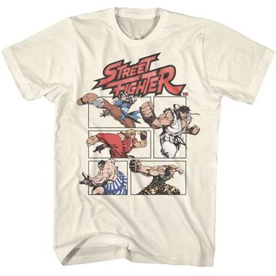 Street Fighter Komiks Akcji KoszulkaNaturalna Koszulka Unisex