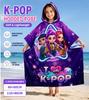 K-K-POP Dziecięcy Ręcznik Plażowy z Kapturem, Fioletowy Gwiezdny Szlafrok Poncho dla Dziewczynek