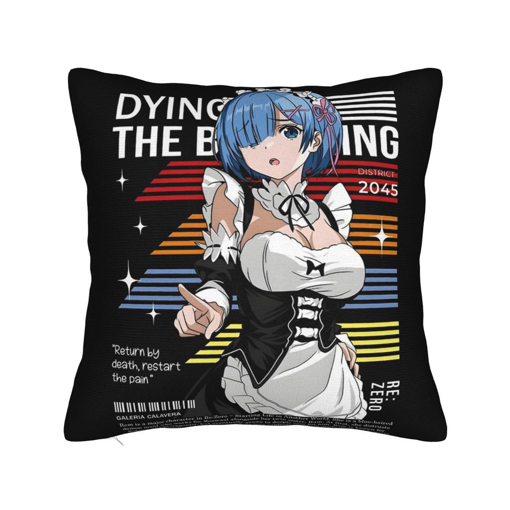 Re Zero Rezero Rem Pillowcase Soft Polyester Cushion Cover Decor Anime Manga Throw Pillow Case Cover Home Square 40*40cm