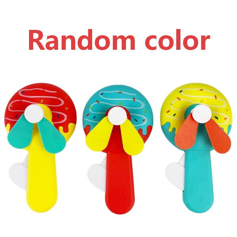 Cute Cartoon Donut Hand Press Fan No Battery Needed Mini Handheld Cooling Toy for Toddlers Kids Summer Play A1