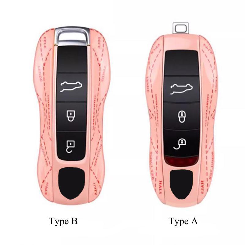 Pink Pig Design Car Remote Car Key Case Cover for Porsche Panamera Cayenne Macan 718 911 Taycan Cayman Boxster Carrera Spyder