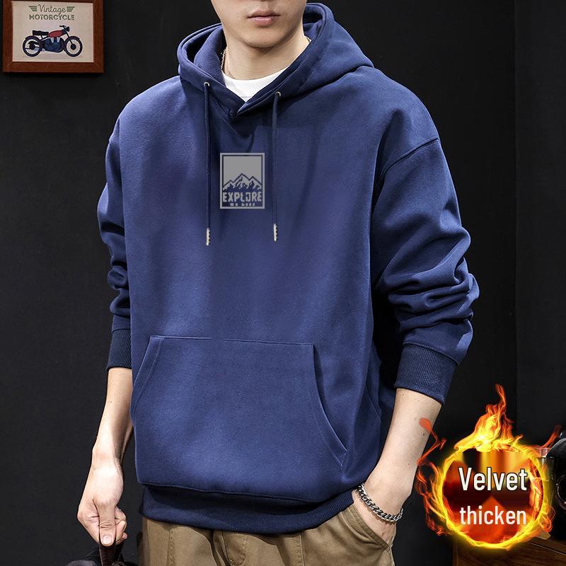 Herren Hoodie mit Retro-Buchstabendruck - Amerikanischer Hong Kong Stil, Lockerer Schnitt, Trendige Freizeitjacke für Frühling/Herbst.