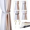 2pcs Curtain Rope Tiebacks +Hook Expansion Tube Drapery Holdbacks 65cm Buckle Holder Home Decor Yellow/Gray/Black/Brown/White