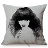 Sketch Hand-Painted Woman Portrait Cotton Linen Throw Pillow Case Fashion Girl Room Sofa Decoration Cushion Cover Cojines