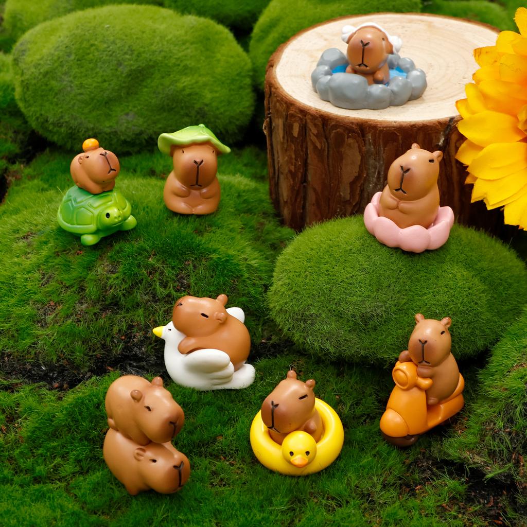 13 Stück Mini Capybara Figuren Niedliche Harz Tier Dekoration für DIY Märchen Weihnachten Garten Moos Landschaft Heim Schreibtisch Dekor Geschenk