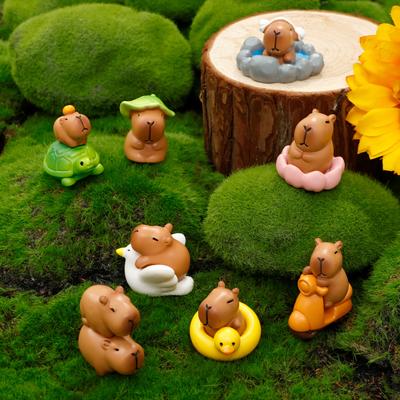 13Pcs Miniature Capibara Collection Resin Animal Capybara Home Desk Decoration Accessories Micro Landscape Cake Decoration